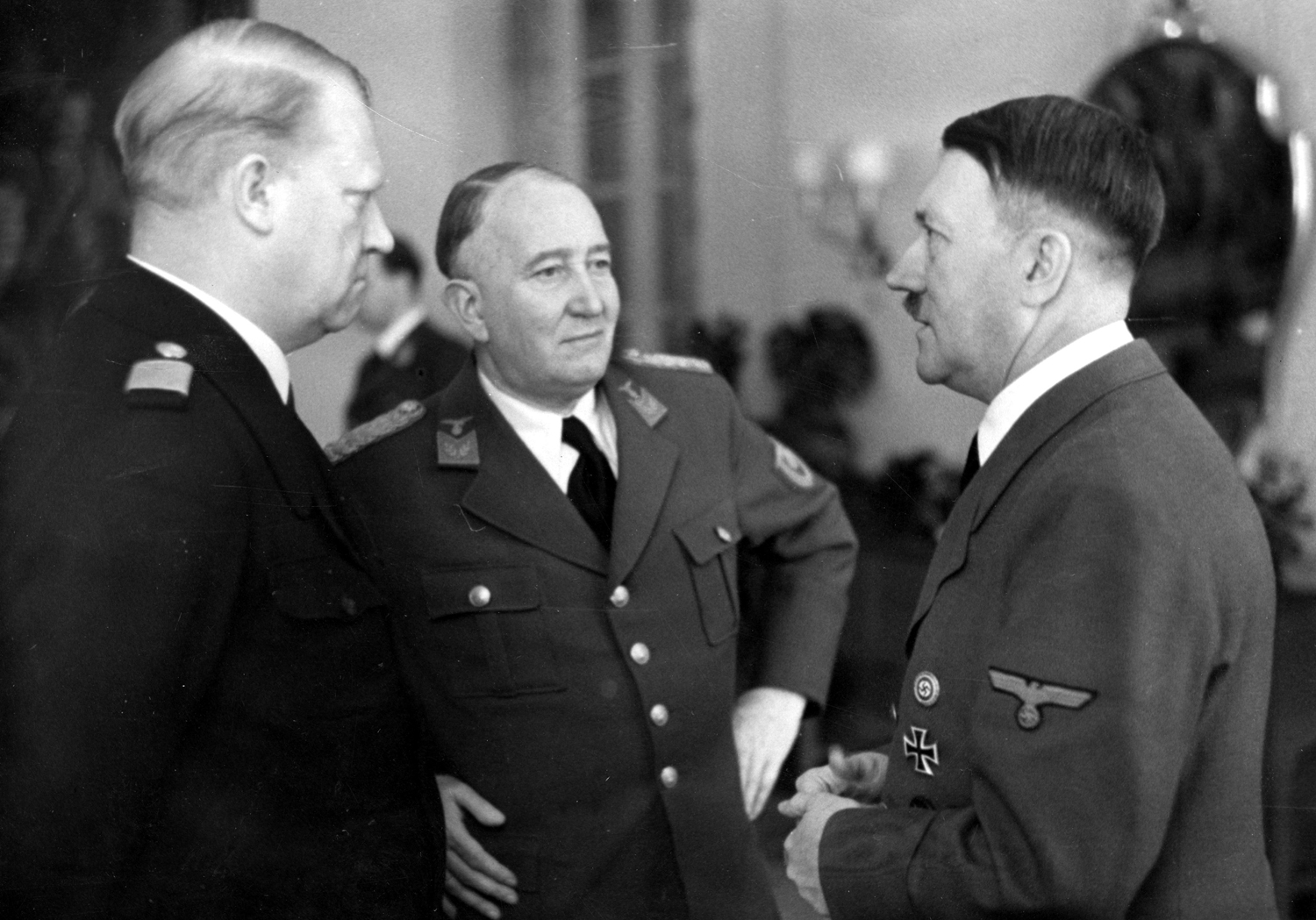 Adolf Hitler meets the Norwegian Prime Minister Vidkun Quisling and minister Albert Viljam Hagelin